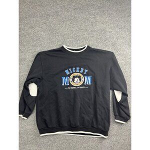 Disney Mickey Mouse Mickey Mom Sweatshirt Womens Large Black White Embroidered